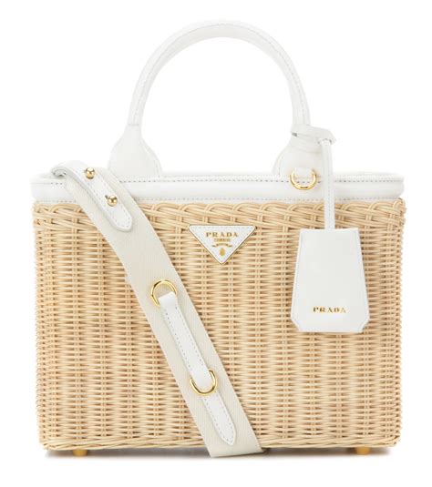 prada canvas bag sale|Prada wicker tote bag.